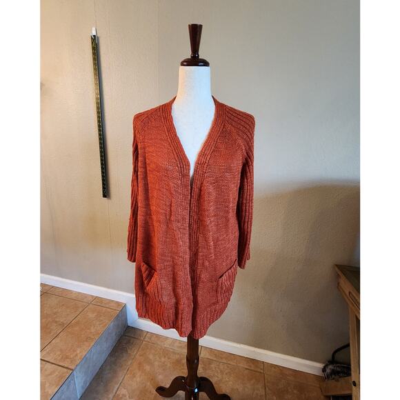 Chico's Women's Orange Open Cardigan Sweater SZ 2 Fall Autumn - Picture 1 of 13